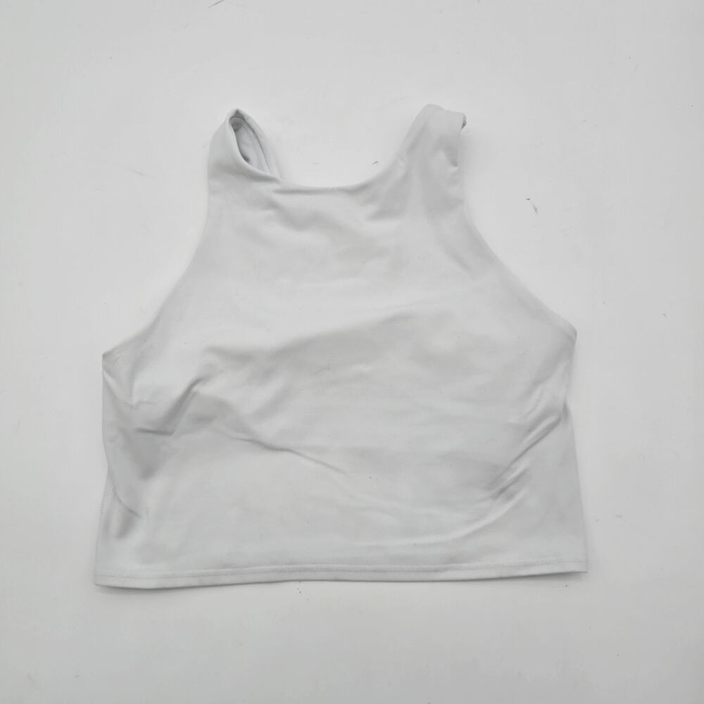 Athleta Sports Bra Womens XS White High Neck Purpose Crop Salutation